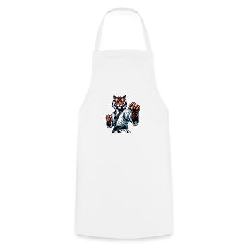 Karaté Tiger en mode Combat - Tablier de cuisine - blanc - Devant - AI Model Male 185 dark (185cm)