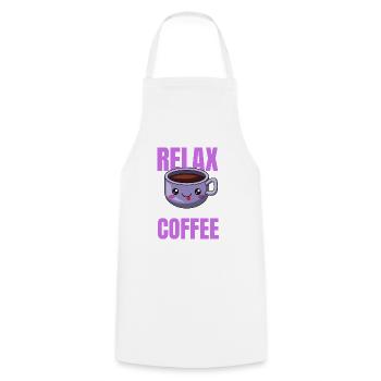Détendez-vous et buvez une tasse de café! - Tablier de cuisine - blanc - Devant - AI Model Male 185 dark (185cm)