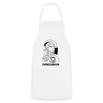 Espressionism - Espresso - Drinking Coffee - Cooking Apron - white - Front - AI Model Male 185 dark (185cm)