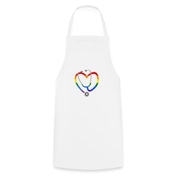 Stethoskop Herz LGBT Rainbow Medizin Studium - Kochschürze - Weiß - Vorne - AI Model Male 185 dark (185cm)