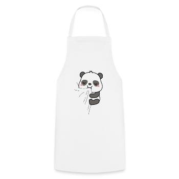 Panda Bites T-Shirt Funny Hungry Panda Eats - Cooking Apron - white - Front - AI Model Male 185 dark (185cm)
