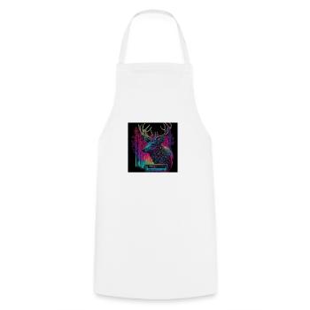 Deer with neon colors, synthwave / 80s - Cooking Apron - white - Front - AI Model Male 185 dark (185cm)