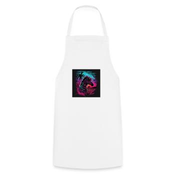 Zebra with neon colors, synthwave / 80s - Cooking Apron - white - Front - AI Model Male 185 dark (185cm)