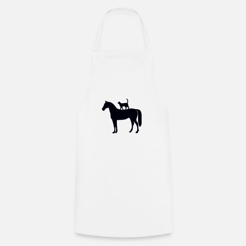 Pferd mit Katze - Kochschürze - Weiß