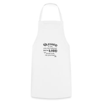 Christian Design Believe the Promises and be - Cooking Apron - white - Front - AI Model Male 185 dark (185cm)