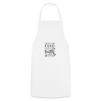 Christian Design Good fight of Faith - Cooking Apron - white - Front - AI Model Male 185 dark (185cm)