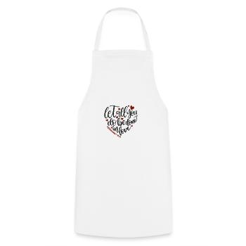 Christian Design Que tout ce que vous faites soit fait dans l’amour 2 - Tablier de cuisine - blanc - Devant - AI Model Male 185 dark (185cm)