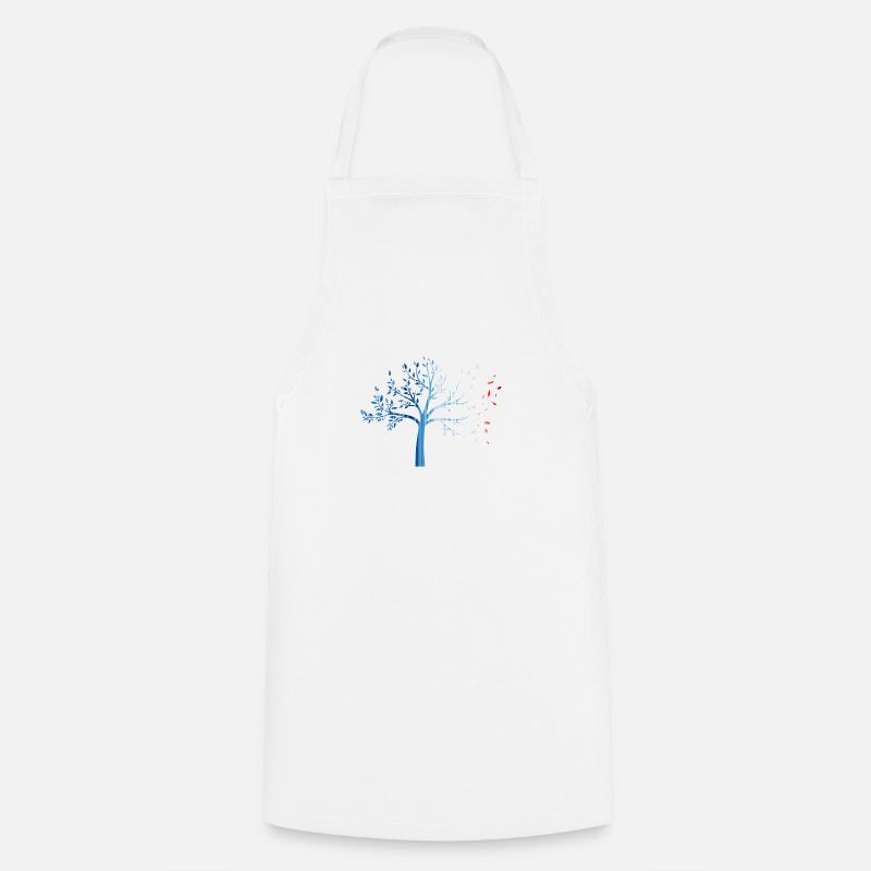 Rayures chauffantes - nature lâche / arbre - Tablier de cuisine - blanc