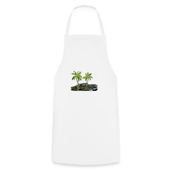 Palm tree vintage car hot rod old american - Cooking Apron - white - Front - AI Model Male 185 dark (185cm)