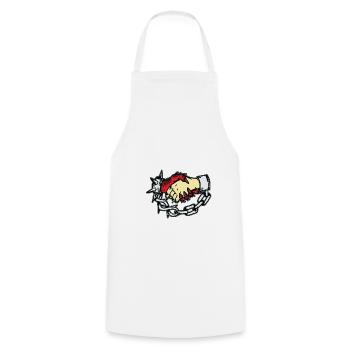 DOWN WITH MY DEMONS Cadeau de motard tatoué - Tablier de cuisine - blanc - Devant - AI Model Male 185 dark (185cm)