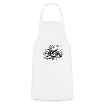 Cadeau maçonnique oeil qui voit tout conception de tatouage - Tablier de cuisine - blanc - Devant - AI Model Male 185 dark (185cm)