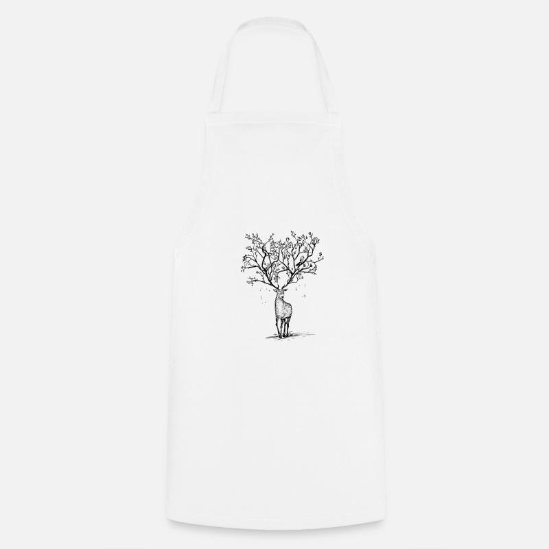 Deer antler tree illustration forest gift - Cooking Apron - white