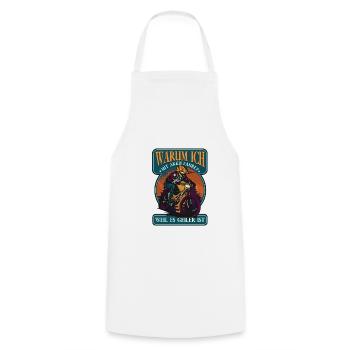 Why I ride with battery Pedelec E-Bike - Cooking Apron - white - Front - AI Model Male 185 dark (185cm)
