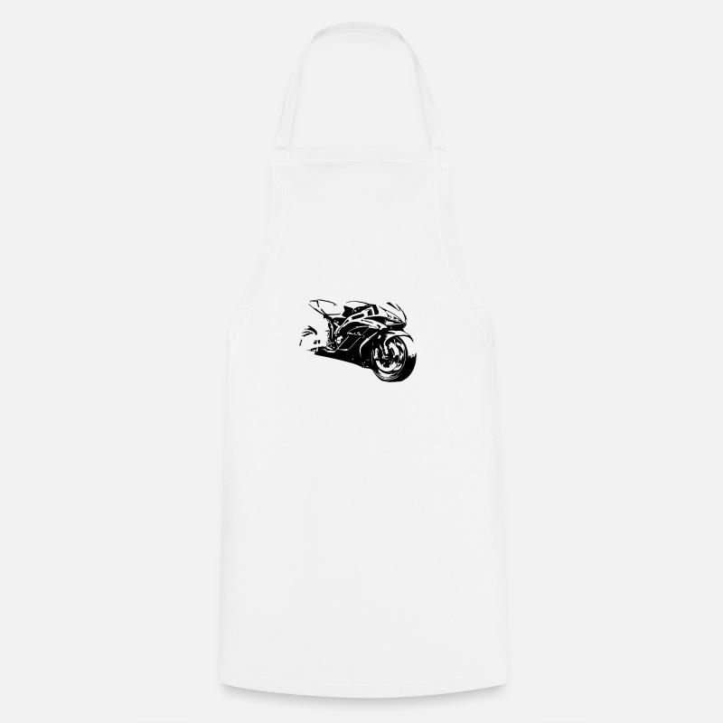 Moto course - Tablier de cuisine - blanc