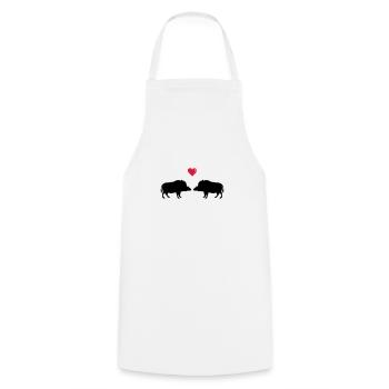 sanglier amoureux - Tablier de cuisine - blanc - Devant - AI Model Male 185 dark (185cm)