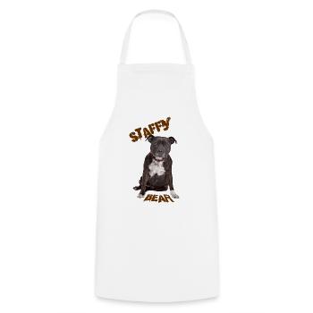 Staffy Bear Staffordshire Bull Terrier - Cooking Apron - white - Front - AI Model Male 185 dark (185cm)