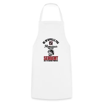 Sergent sapeur pompier - Tablier de cuisine - blanc - Devant - AI Model Male 185 dark (185cm)
