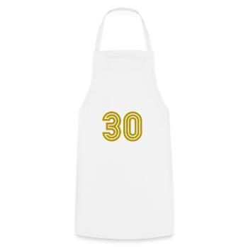 30. 30 YEARS. 30th ANNIVERSARY. 30TH ANNIVERSARY. - Cooking Apron - white - Front - AI Model Male 185 dark (185cm)