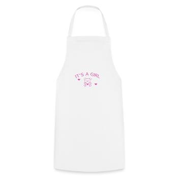 it's a girl, women/women, children T-shirt - Cooking Apron - white - Front - AI Model Male 185 dark (185cm)