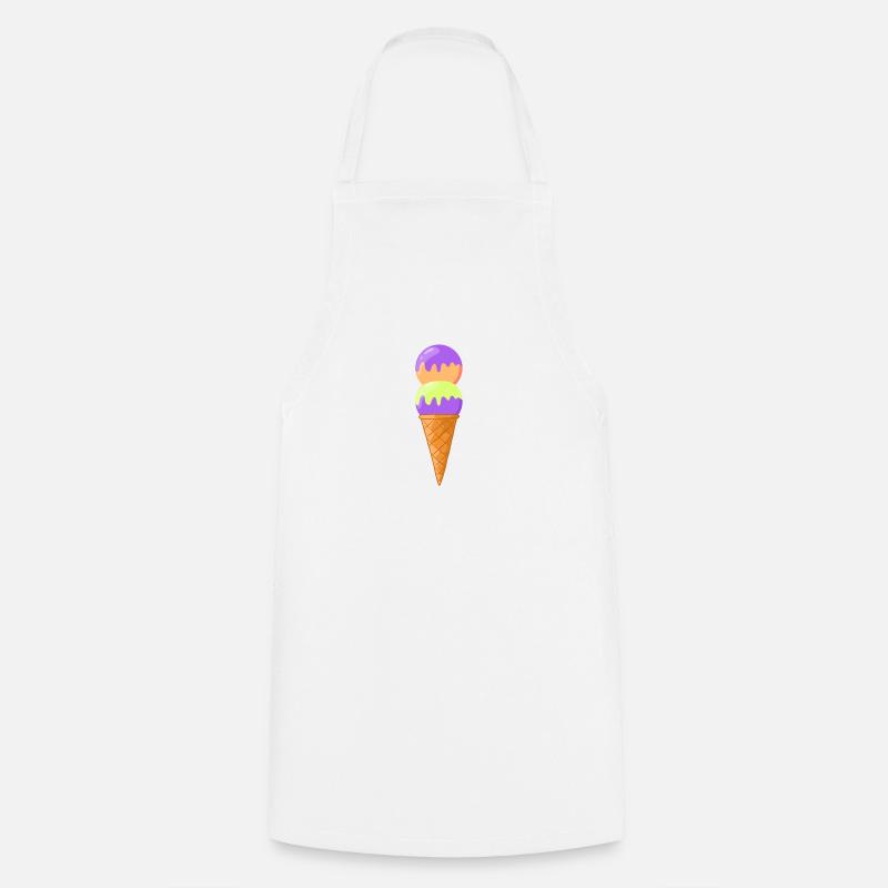 Cornet de crème glacée 8 - Tablier de cuisine - blanc