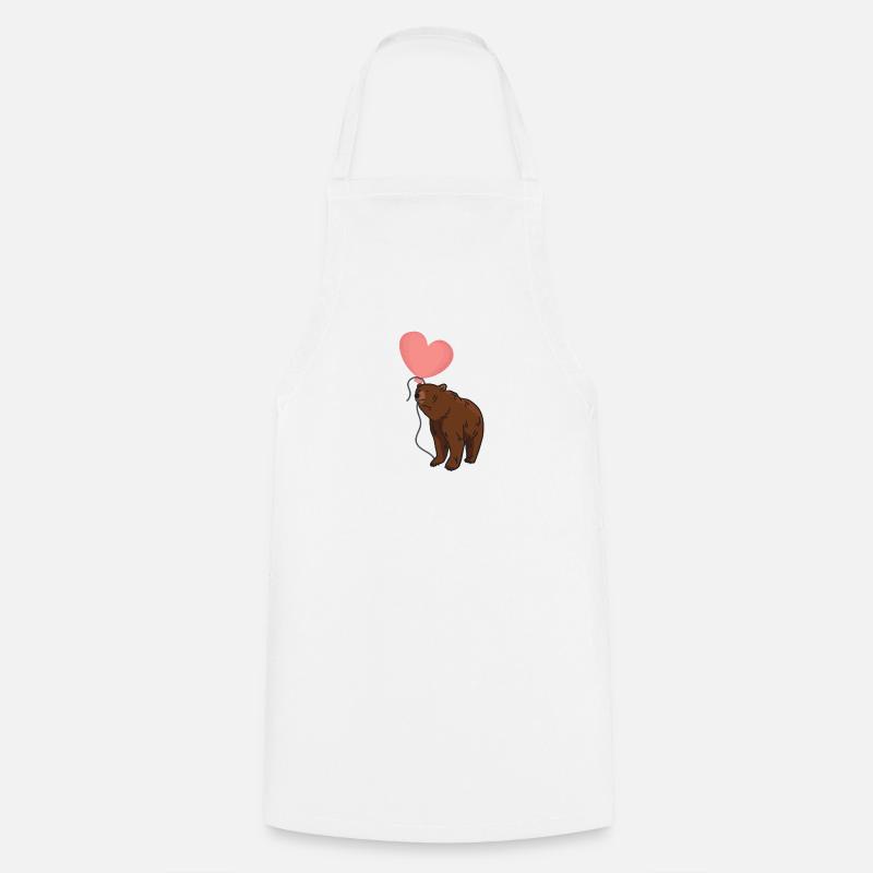 Bear with heart balloon - Cooking Apron - white