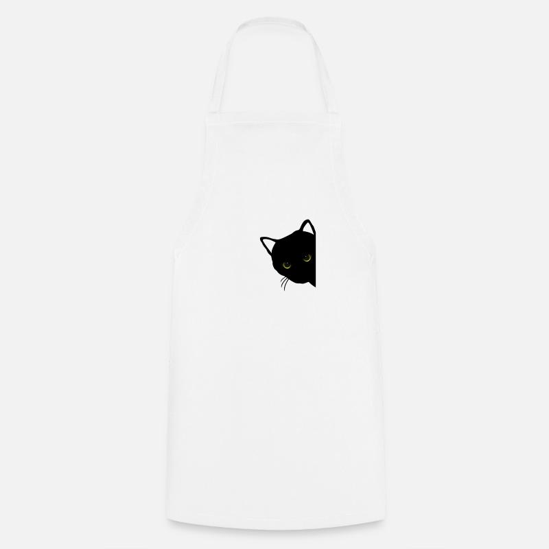black cat eyes right - Cooking Apron - white