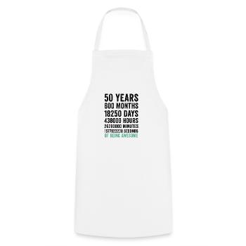 Birthday 50 Years Of Being Awesome - Cooking Apron - white - Front - AI Model Male 185 dark (185cm)