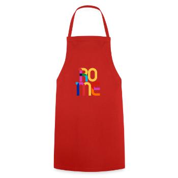 Rome Italy CMYK Pop Art Style - Cooking Apron - red - Front - AI Model Male 185 dark (185cm)