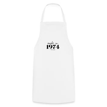 Fabriqué en 1974 à Anniversaire au Texas - Tablier de cuisine - blanc - Devant - AI Model Male 185 dark (185cm)