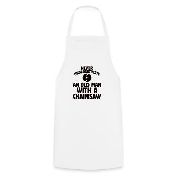 Wood Chainsaw Lumberjack Woodworker Climbing - Cooking Apron - white - Front - AI Model Male 185 dark (185cm)