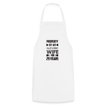29 Years Married Velvet Wedding Gift - Cooking Apron - white - Front - AI Model Male 185 dark (185cm)