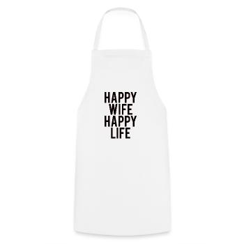 FEMME HEUREUSE VIE HEUREUSE Épouse Partenaire - Tablier de cuisine - blanc - Devant - AI Model Male 185 dark (185cm)