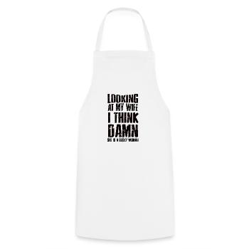 Wife funny sayings saying sarcasm husband - Cooking Apron - white - Front - AI Model Male 185 dark (185cm)