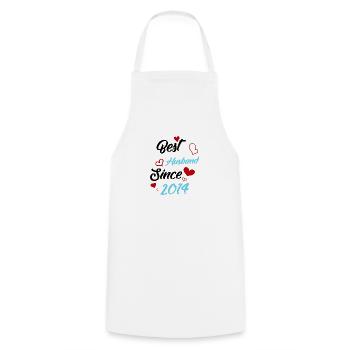 Best Husband Since 2014 Wedding - Cooking Apron - white - Front - AI Model Male 185 dark (185cm)