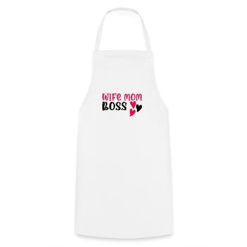 Mère Épouse Boss Fête des mères Meilleure maman Chef - Tablier de cuisine - blanc - Devant - AI Model Male 185 dark (185cm)