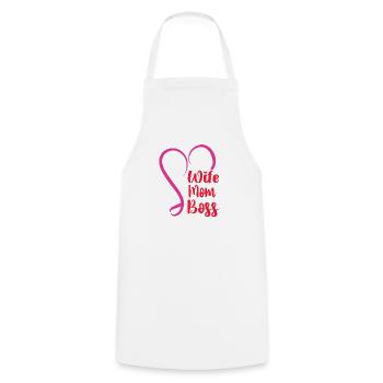 Mère Épouse Boss Fête des mères Meilleure maman Chef - Tablier de cuisine - blanc - Devant - AI Model Male 185 dark (185cm)