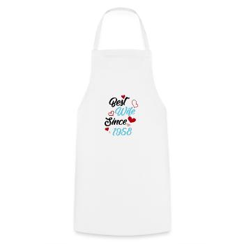 Anniversaire Meilleure épouse depuis 1958 Mariage - Tablier de cuisine - blanc - Devant - AI Model Male 185 dark (185cm)