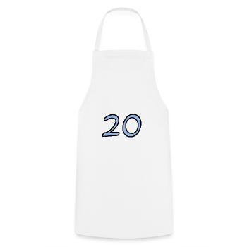 20. 20 ANS. 20e ANNIVERSAIRE. ANNIVERSAIRE 20 ANS. - Tablier de cuisine - blanc - Devant - AI Model Male 185 dark (185cm)