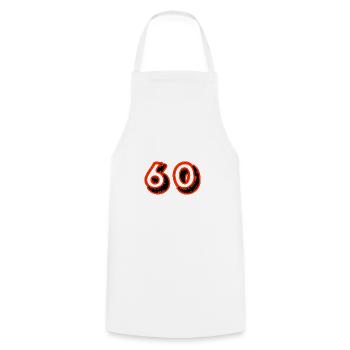 60. 60 YEARS. 60th ANNIVERSARY. 60TH BIRTHDAY. - Cooking Apron - white - Front - AI Model Male 185 dark (185cm)