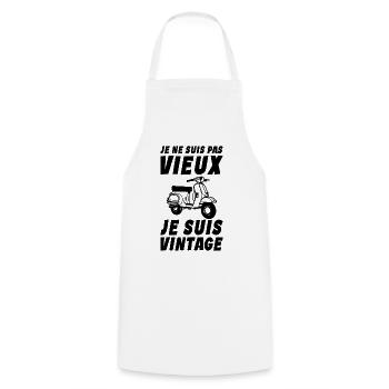 Je ne suis pas vieux - Je suis vintage - Mobylette - Tablier de cuisine - blanc - Devant - AI Model Male 185 dark (185cm)