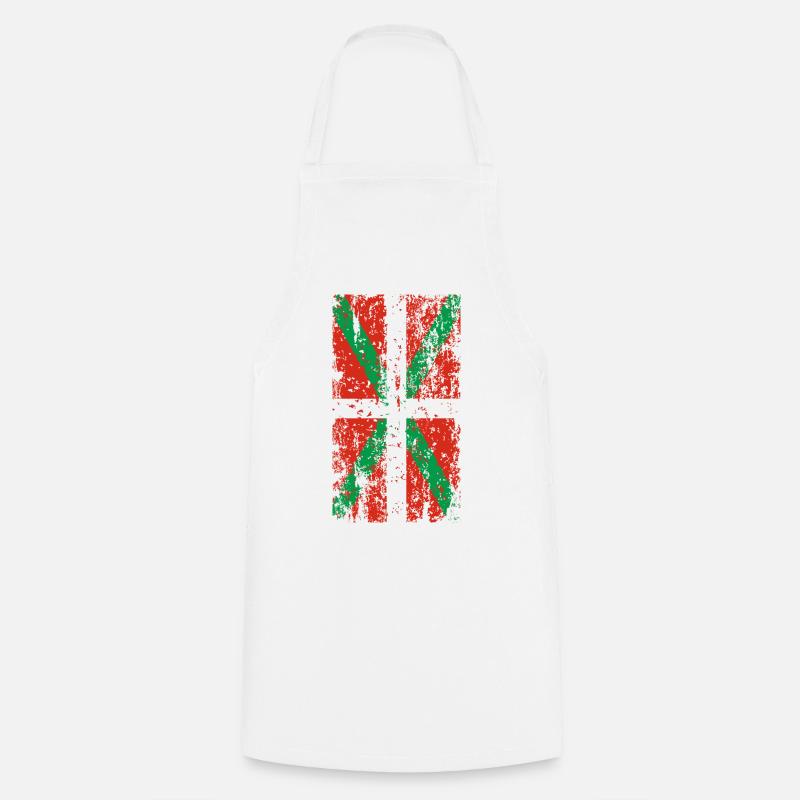 Drapeau Pays Basque usé. Ikurriña. - Tablier de cuisine - blanc