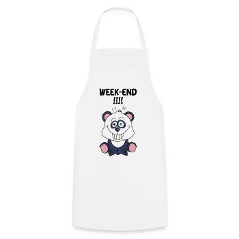 Panda-Wochenende - Kochschürze - Weiß - Vorne - AI Model Male 185 dark (185cm)