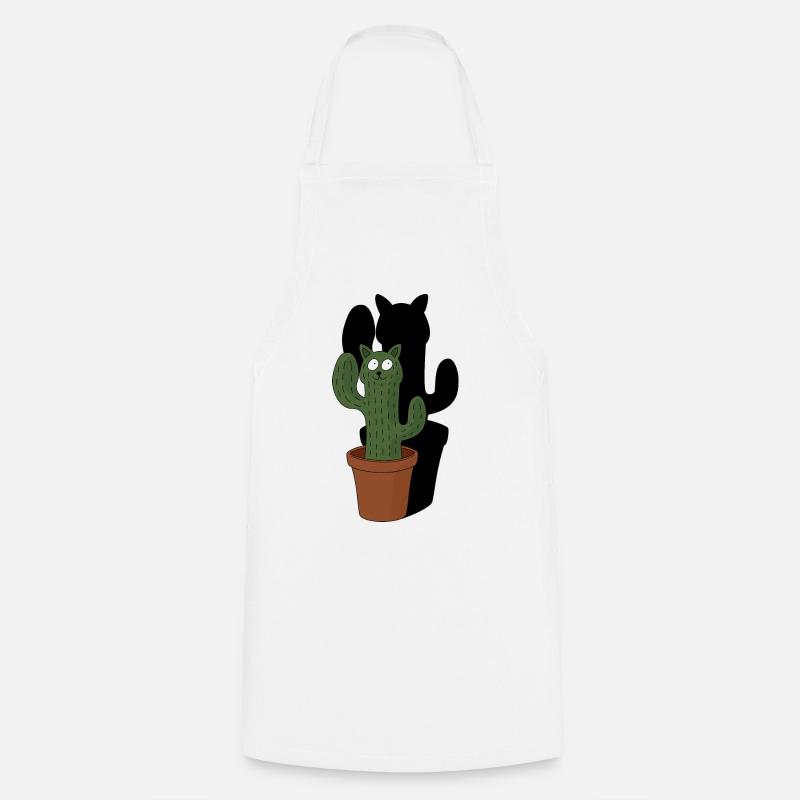 Chat comme cactus dans un pot de fleurs avec de l’ombre - Tablier de cuisine - blanc
