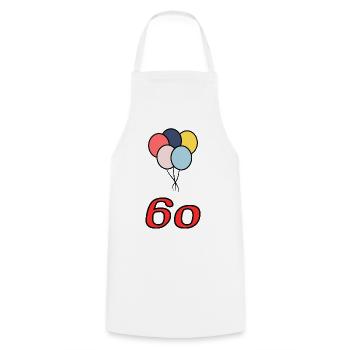 60. 60 YEARS. 60th ANNIVERSARY. 60TH BIRTHDAY. - Cooking Apron - white - Front - AI Model Male 185 dark (185cm)