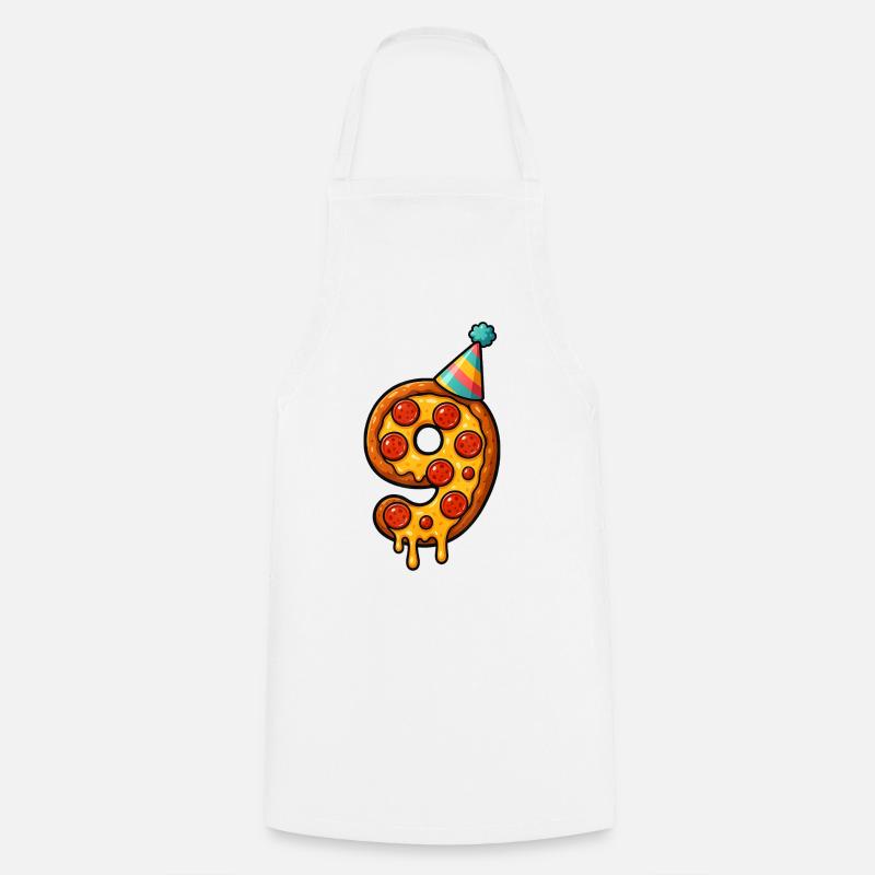 Pizza Slice Number Nine Celebration - Cooking Apron - white
