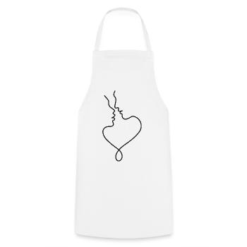 Kiss Faces Sketch – Romantic Lines Motif - Cooking Apron - white - Front - AI Model Male 185 dark (185cm)