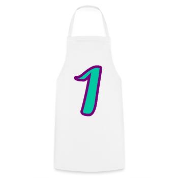 1. 1 year. 1st ANNIVERSARY. 1 YEAR ANNIVERSARY - Cooking Apron - white - Front - AI Model Male 185 dark (185cm)