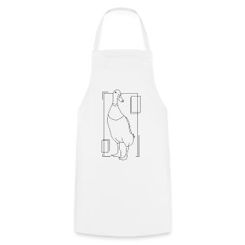Canard coureur dans un design géométrique - Tablier de cuisine - blanc - Devant - AI Model Male 185 dark (185cm)