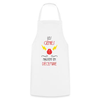 les génies naissent en Décembre - Naissance - HPI - Tablier de cuisine - blanc - Devant - AI Model Male 185 dark (185cm)