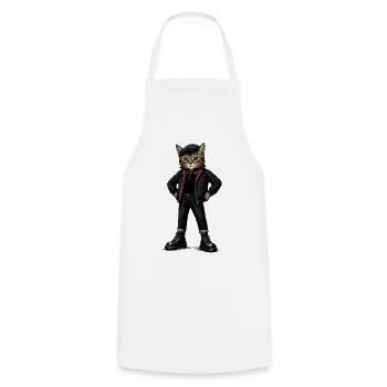  UK Katze Ska-Reggae Rockmusik Ska-Punk - Kochschürze - Weiß - Vorne - AI Model Male 185 dark (185cm)